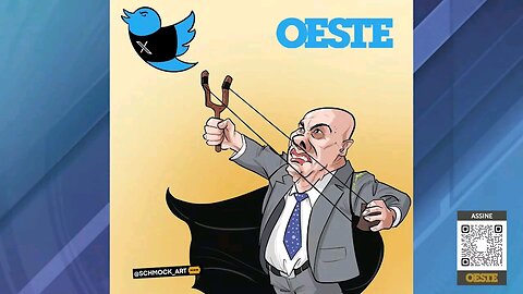 Charge da semana da Revista Oeste- Moraes tenta atingir o ‘passarinho azul’