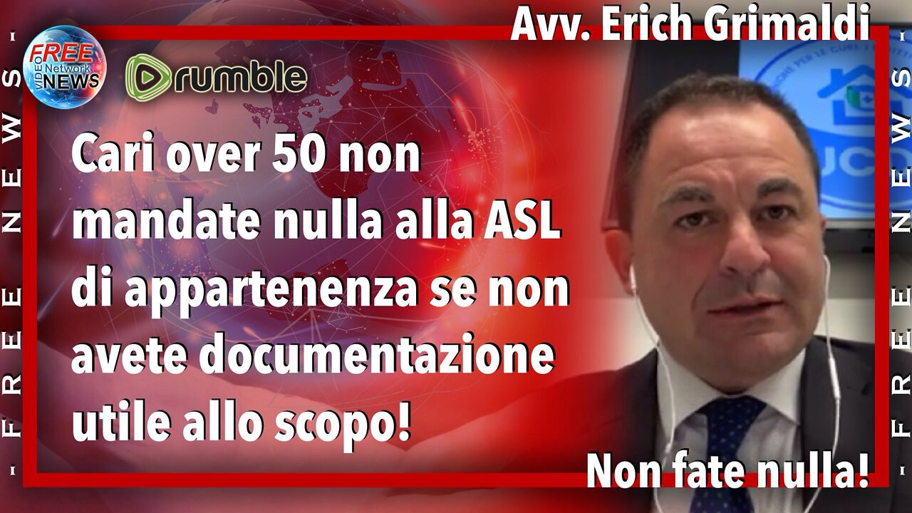 Avv. Erich Grimaldi: agli over 50 dico di non fare nulla.