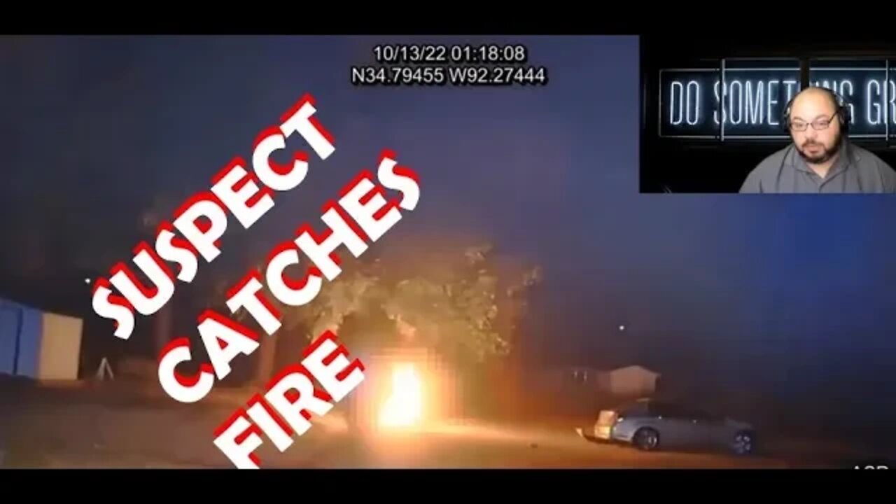 Arkansas State Trooper Chase Motorcyclist, ends in suspect catching fire and being saved by the PD