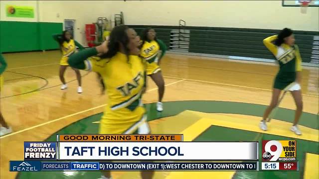 Taft High School cheerleaders prepare for football game vs. Aiken