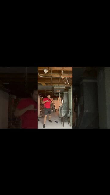 Exhausted shadow Boxing finishing workout