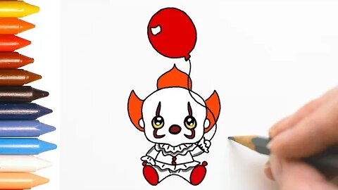 COMO DESENHAR PENNYWISE KAWAII- IT - FÁCIL - PASSO A PASSO