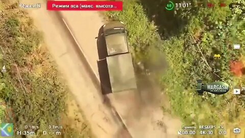 Russian drone drops greandes on truck on Zaporozhye