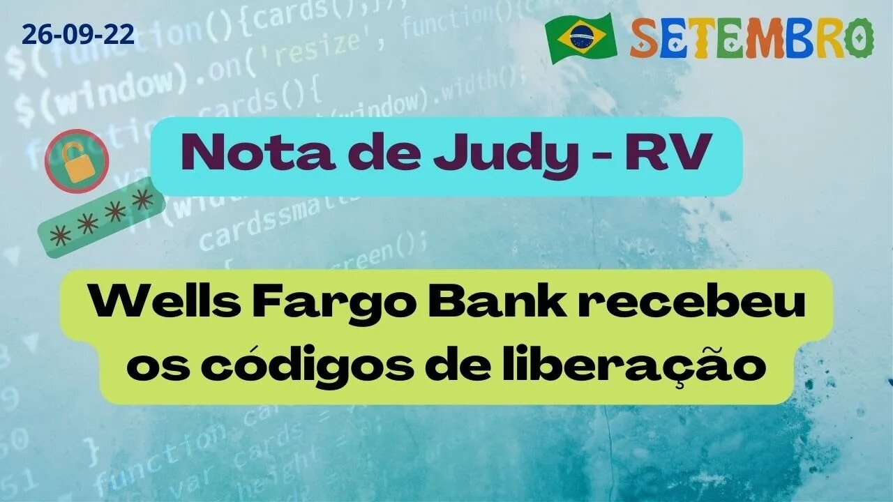 Wells Fargo Bank recebeu os códigos de liberação