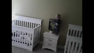 Check Out This Baby Ninja's Moves As He Climbs Into His Twin's Crib