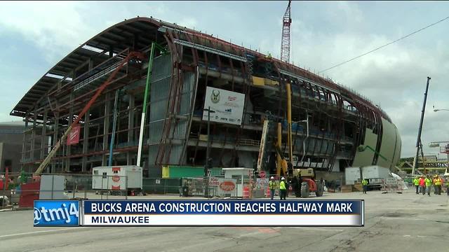 Bucks arena construction reaches halfway mark, hiring goals exceeded