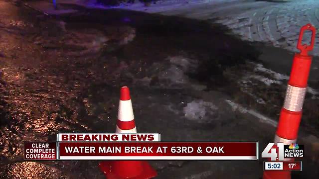 No water in parts of Brookside after main break at 63rd and Oak