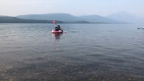boating on Mcdonald Lake in Montana, USA
