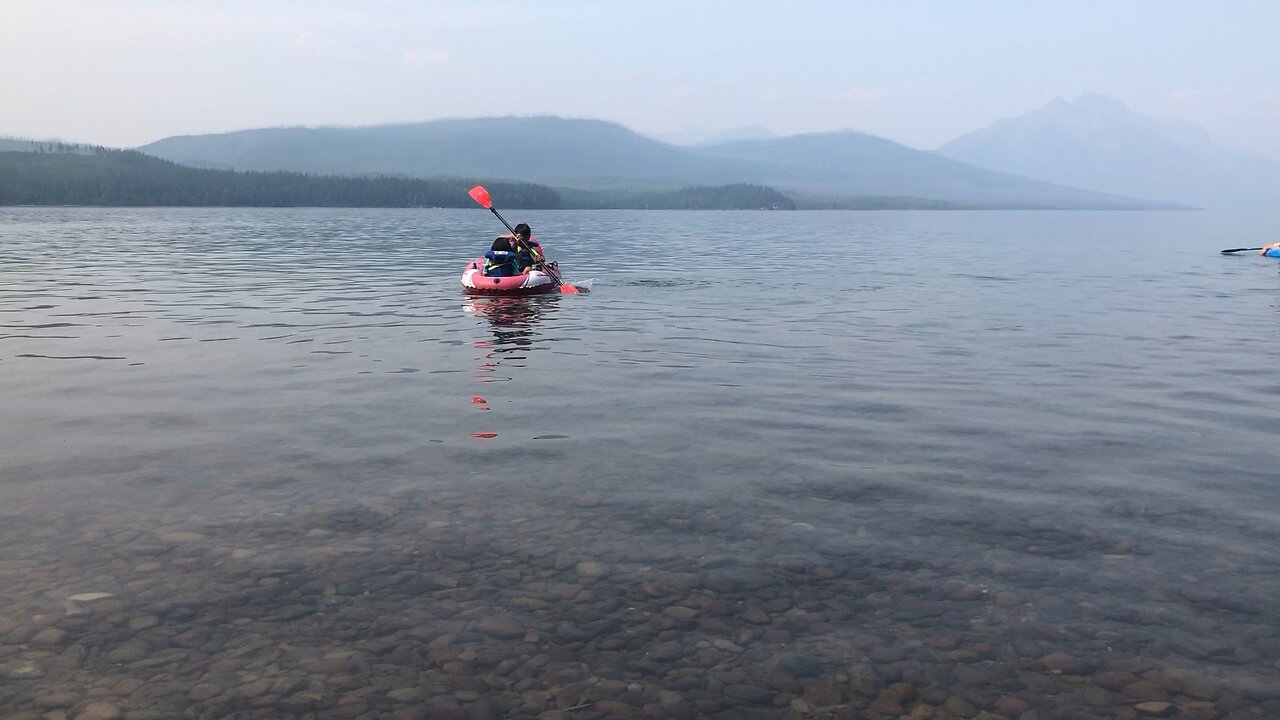 boating on Mcdonald Lake in Montana, USA