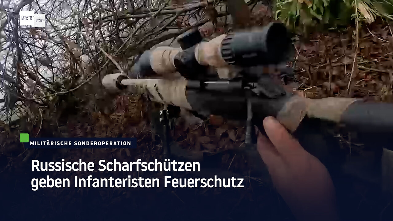 Russische Scharfschützen geben Infanteristen Feuerschutz