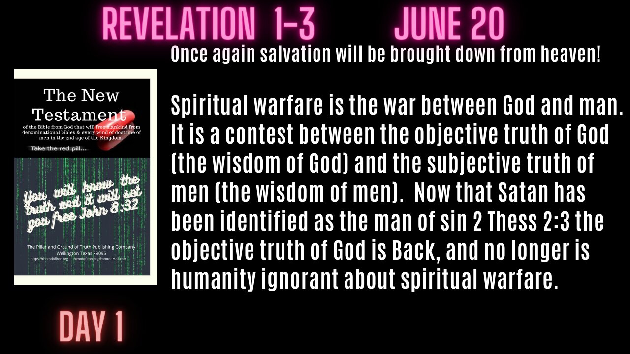 Revelation 1 -3 From the Perfect Law of Freedom from the Lord God Almighty.