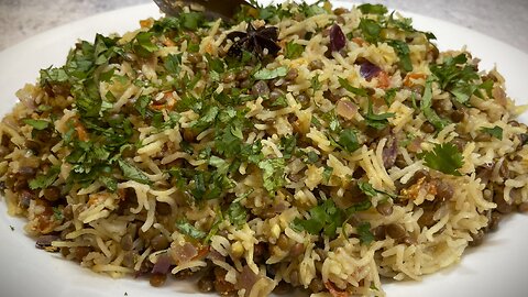 Khada Masoor Pulao - Steamed Crimson Lentil Pilaf by India On A Plate