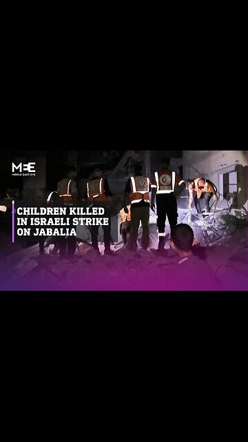 Rescue workers and Palestinians at scene of deadly Israeli strike in Jabalia