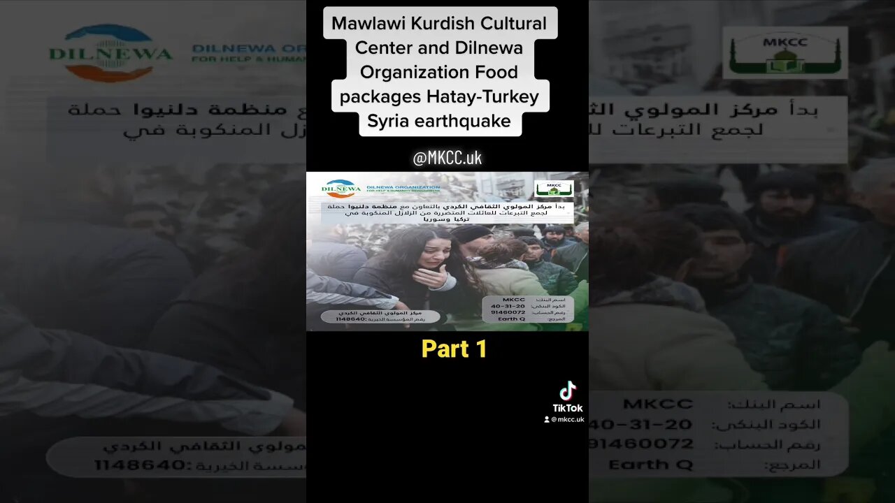 Mawlawi Kurdish Cultural Center and Dilnewa Organization Food packages Hatay-Turkey Syria earthquake