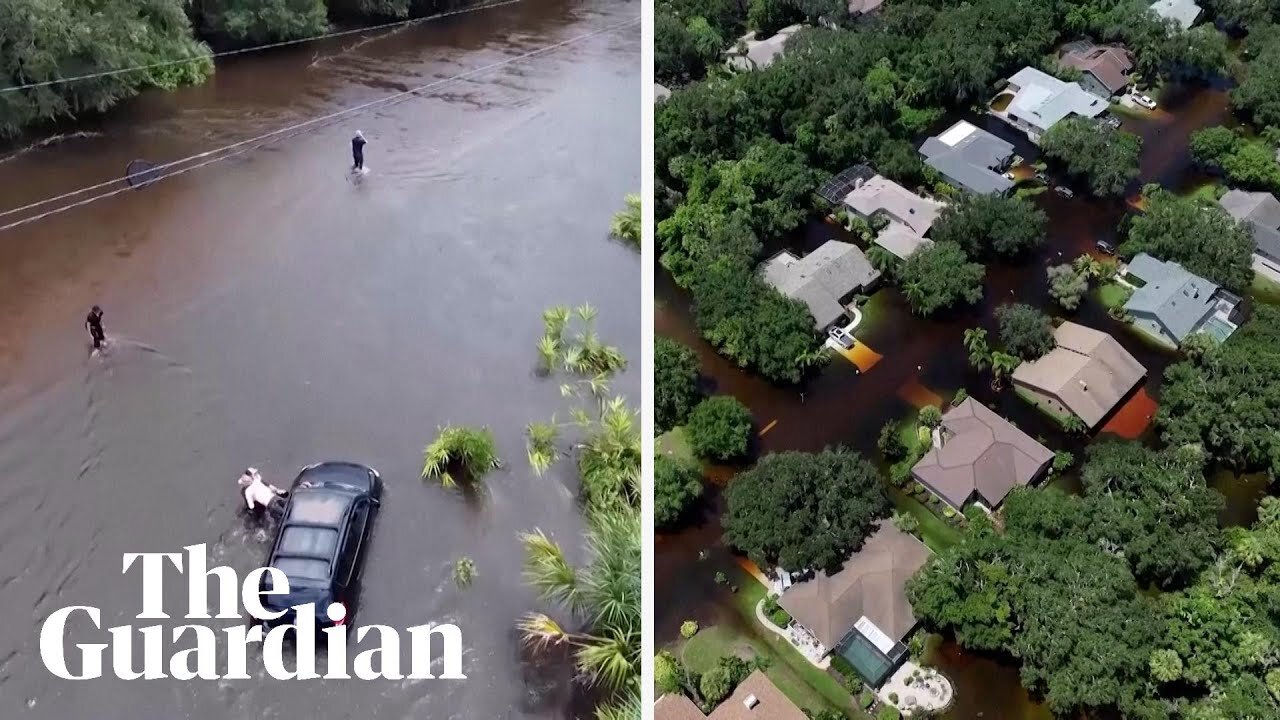 Drone footage shows rescue of stranded Florida resident after Storm Debby floods town