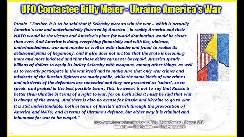 Billy Meier UFO Contact Reports - Ukraine Russia War