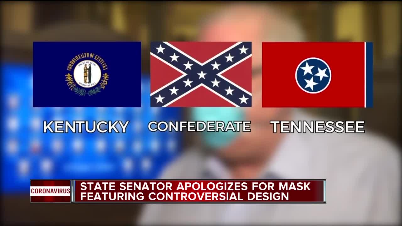 State Senator apologizes for mask featuring controversial design