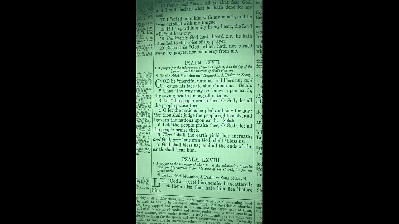 Holy Bible 1879 : Psalm LXVII :God be merciful unto us and bless us and cause his face shine upon us