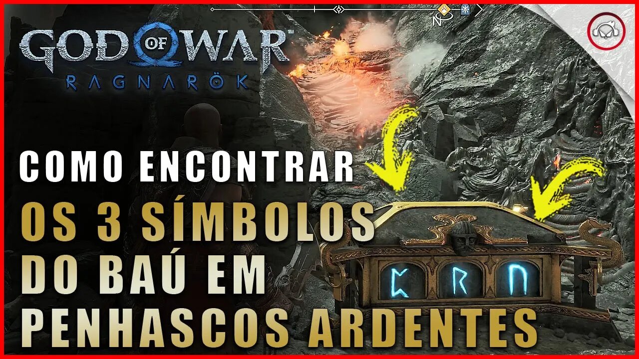 God of war Ragnarok, Como encontrar os 3 símbolos do baú em Penhascos Ardentes | Super dica