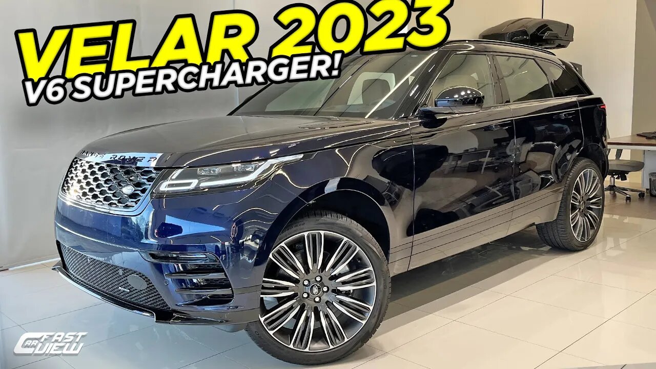 NOVO RANGE ROVER VELAR 3.0 V6 P340 R-DYNAMIC HSE 2023 AZUL PORTOFINO COM KIT BLACK SUV EXTREMO!