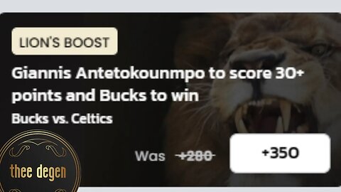 Bet MGM "Lion's Boost": Giannis +30 and Bucks win