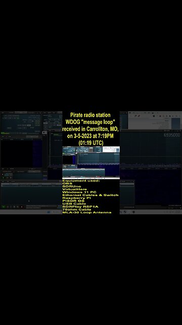 Pirate station WDOG "message loop" received in Carrollton, MO, on 3-5-2023 at 7:19PM (0119 UTC)