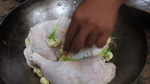Cooking Coconut Chicken Leg Recipe eating so Yummy - Use Coconut water Cook Chicken Meat in Frn5 11