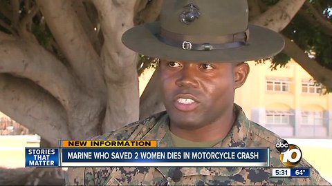 Marine who saved two women dies in motorcycle crash