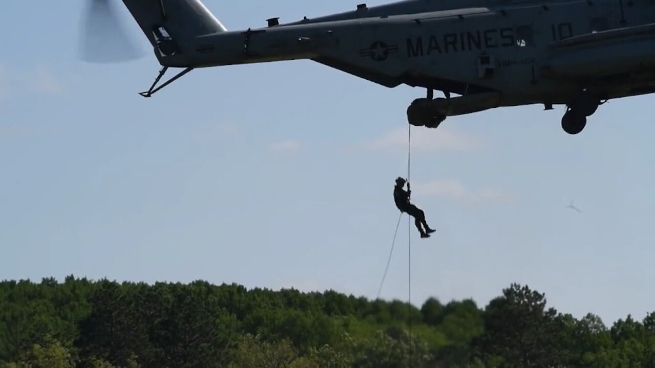 Latvian SOF & Marine HMH-464 CH-53 Rappel Training B-roll