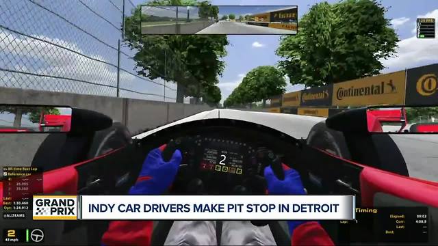 Indy car drivers make pit stop in Detroit