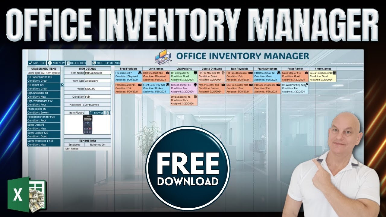 Organize Office Equipment & Inventory with Excel + FREE DOWNLOAD