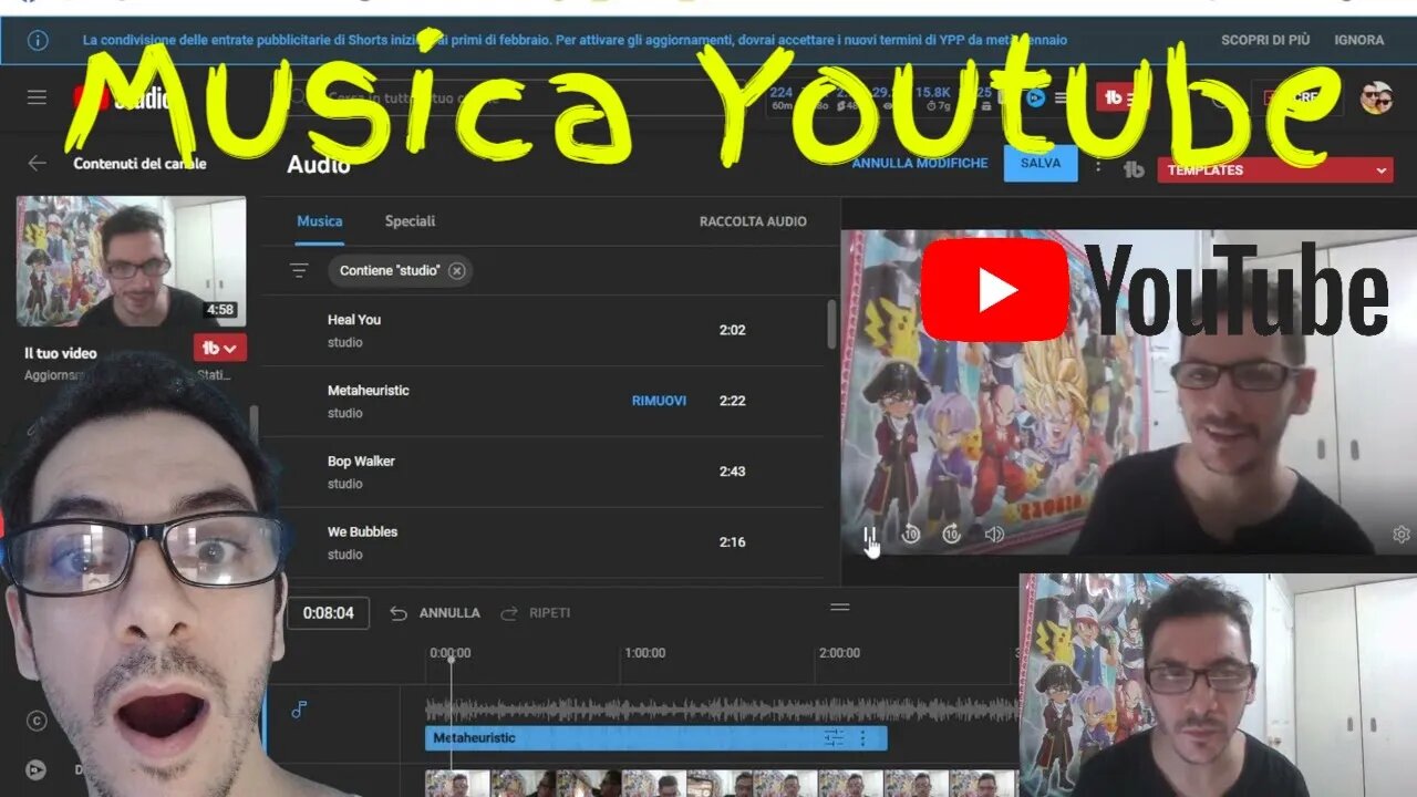 Come mettere le Musiche nei Video usando l'Editor di Youtube