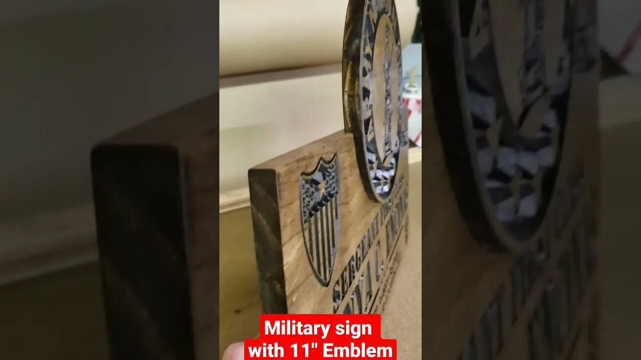 Military Sign with 11" Emblem #shorts #cnc #fyp #signmaking #viral #woodsign #woodworking