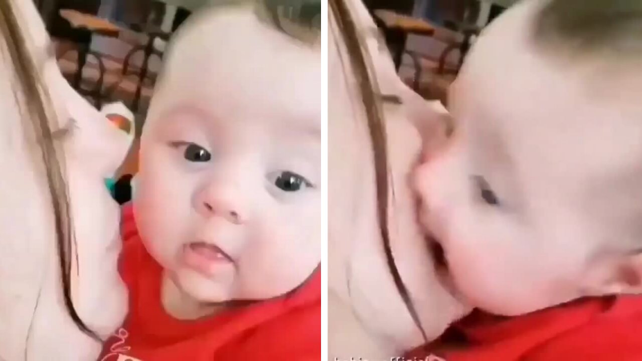 Toothless cutee bites his mother in anger