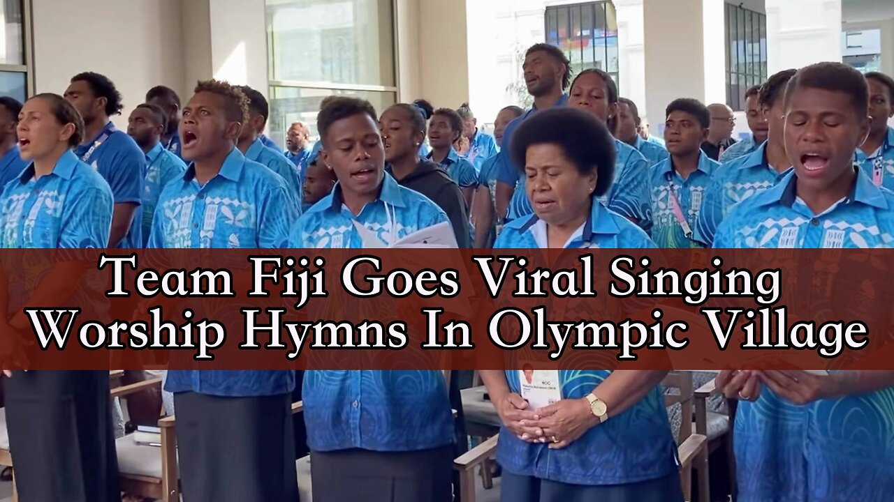 The harmonic singing of hymns praising God by the Fiji Olympic athletes, coaches and staff