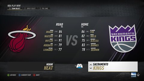 🏀NBA Live Season - Week 2 - Miami Heat (Road) VS (Home) Sacramento Kings