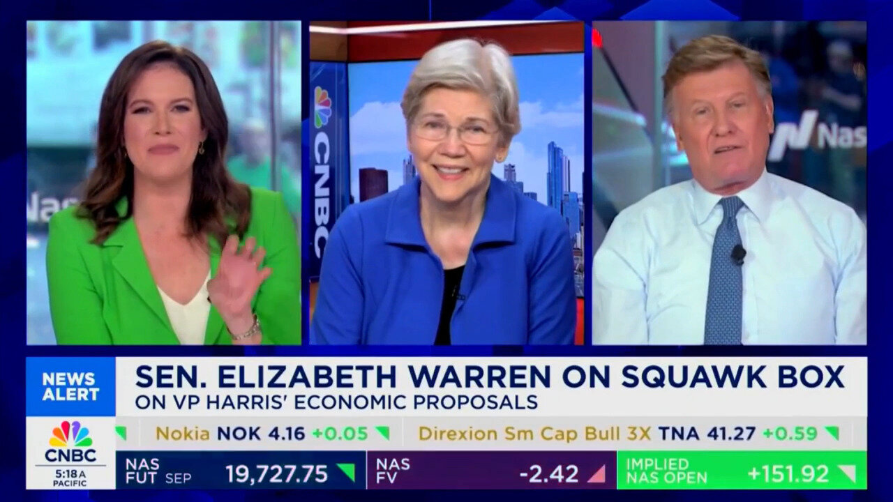 Sen. Fauxcahontas Elizabeth Squaw Warren Clashes With CNBC Host Over Harris' Price-Control Proposal