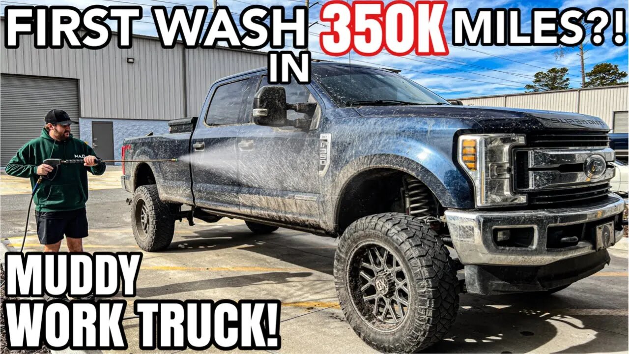 First Wash In 350K Miles!? | Deep Cleaning A MUDDY Ford F350 | Insane Car Detailing Transformation!