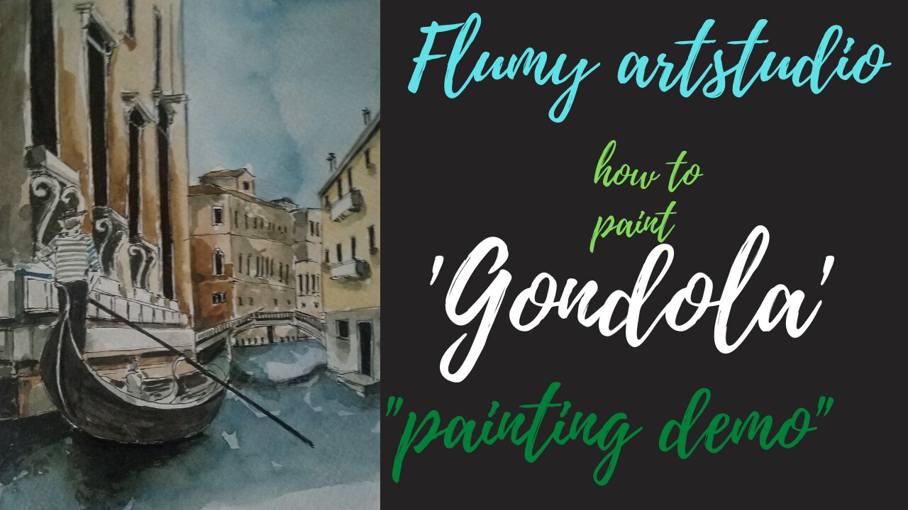 HOW TO PAINT Watercolour Landscapes with Buildings,Tips For Ink & Wash Painting,Venice Gondola