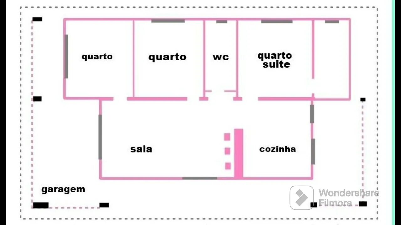 planta baixa com 3 quartos com suíte