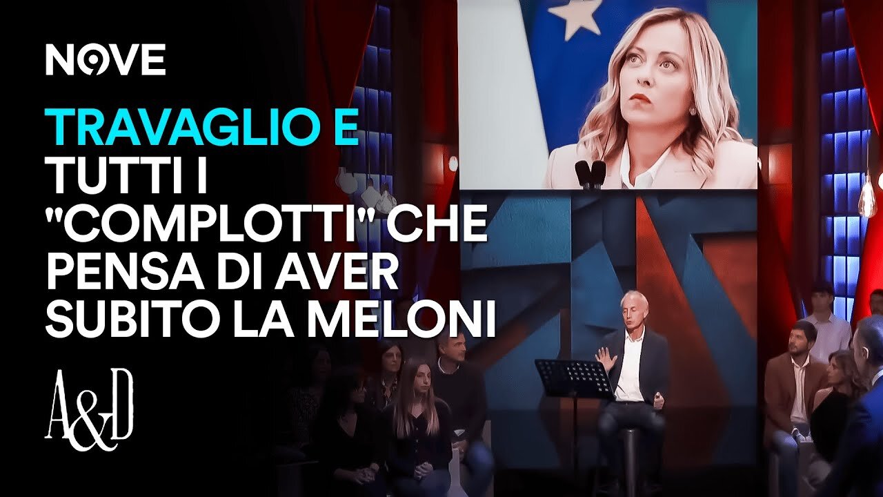 Travaglio in tv su tutti i "complotti" che pensa di aver subito il governo di Lady Aspen Merdoni detta Giorgia VOTO 10 per la paraculaggine agli italiani TUTTI I POLITICI SONO I CAMERIERI DEI BANCHIERI