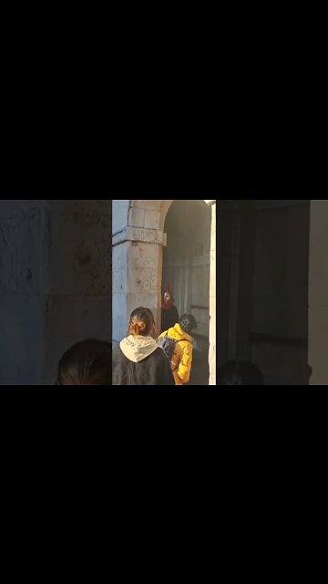 Two tourist go in to the arches (Get out) #horseguardsparade
