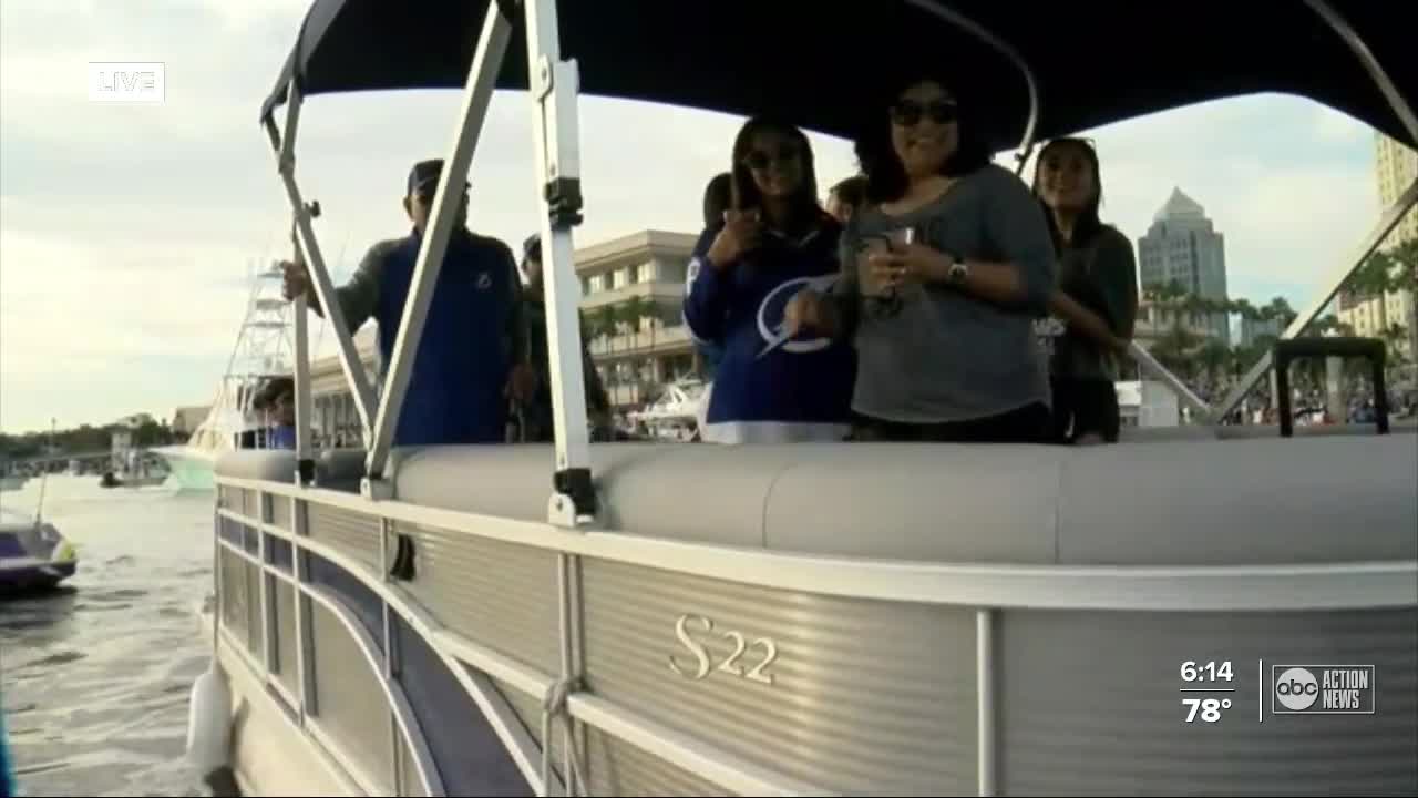 Lightning celebrating Stanley Cup win with boat celebration