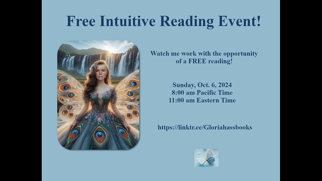 Join intuitive reader, Gloria Hass, for an hour of FREE readings!