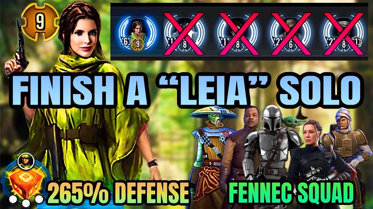 [5v1] SOLO LEIA CLEANUP 265% Defense Datacron w/FENNEC SQUAD - SWGOH/GAC