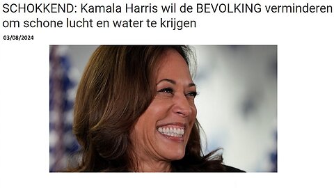 SCHOKKEND; Kamala Harris wil de BEVOLKING verminderen om schone lucht en water te krijgen.