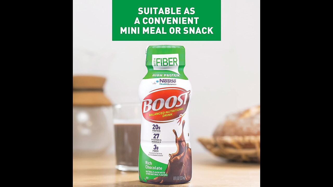 Gluten free BOOST High Protein with Fiber Complete Nutritional Drink, Rich Chocolate,