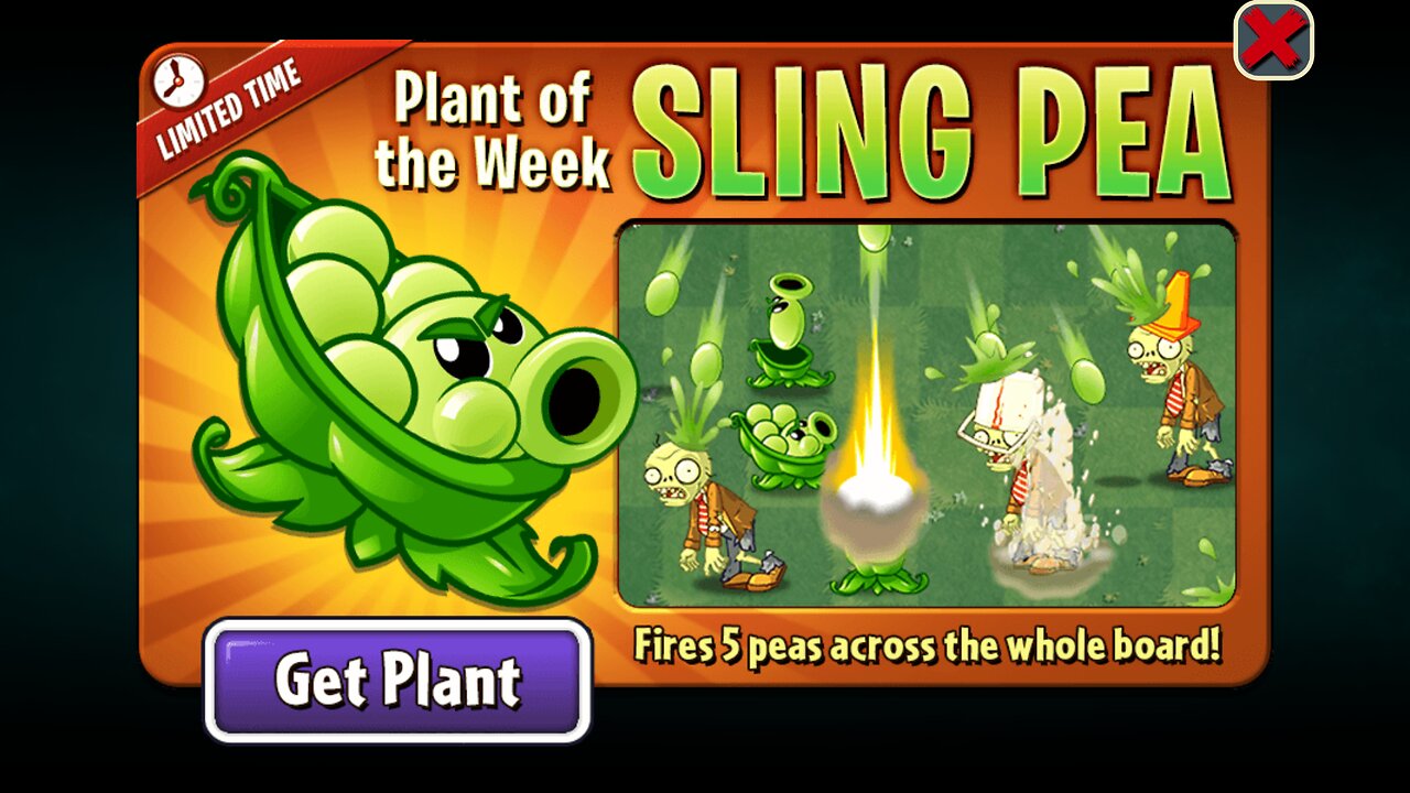 Plants vs Zombies 2 - Penny's Pursuit - Seedium Showcase - Sling Pea - Aug 2024