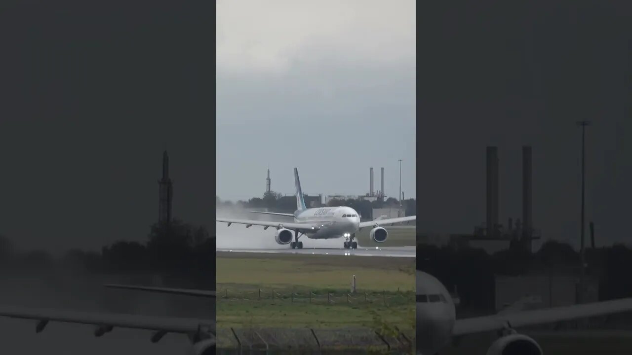 💦Airbus rockets off wet runway✈️