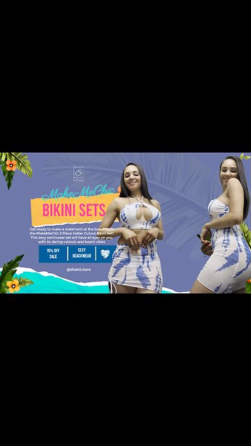 MakeMeChic 3 Piece Halter Cutout Bikini Set Swimsuits with Cover Up Skirt